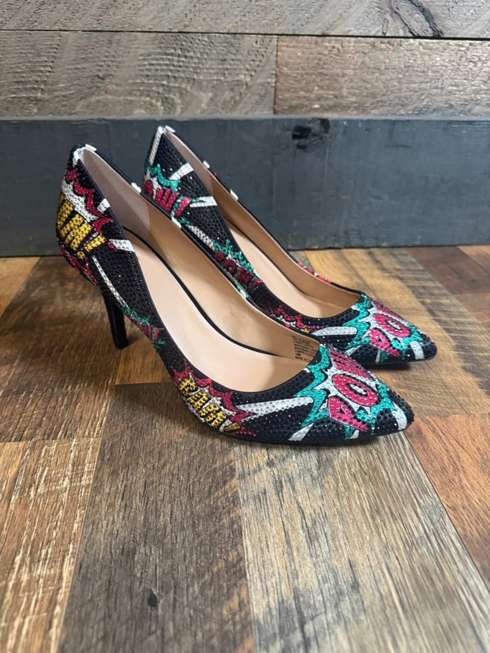 INC International Concepts Zitah Comic Print Embellished Pumps - Size 10